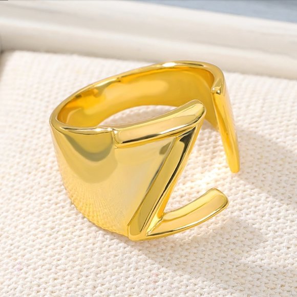 New!! 18k gold plated A-Z Letter Rings Adjustable - Picture 9 of 15